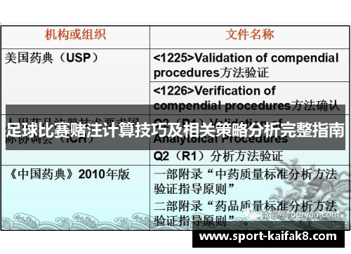 足球比赛赌注计算技巧及相关策略分析完整指南